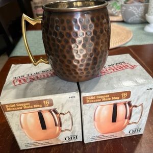New! 3ea ODI Solid Copper Moscow Mule Mug Hammered 16oz Cup